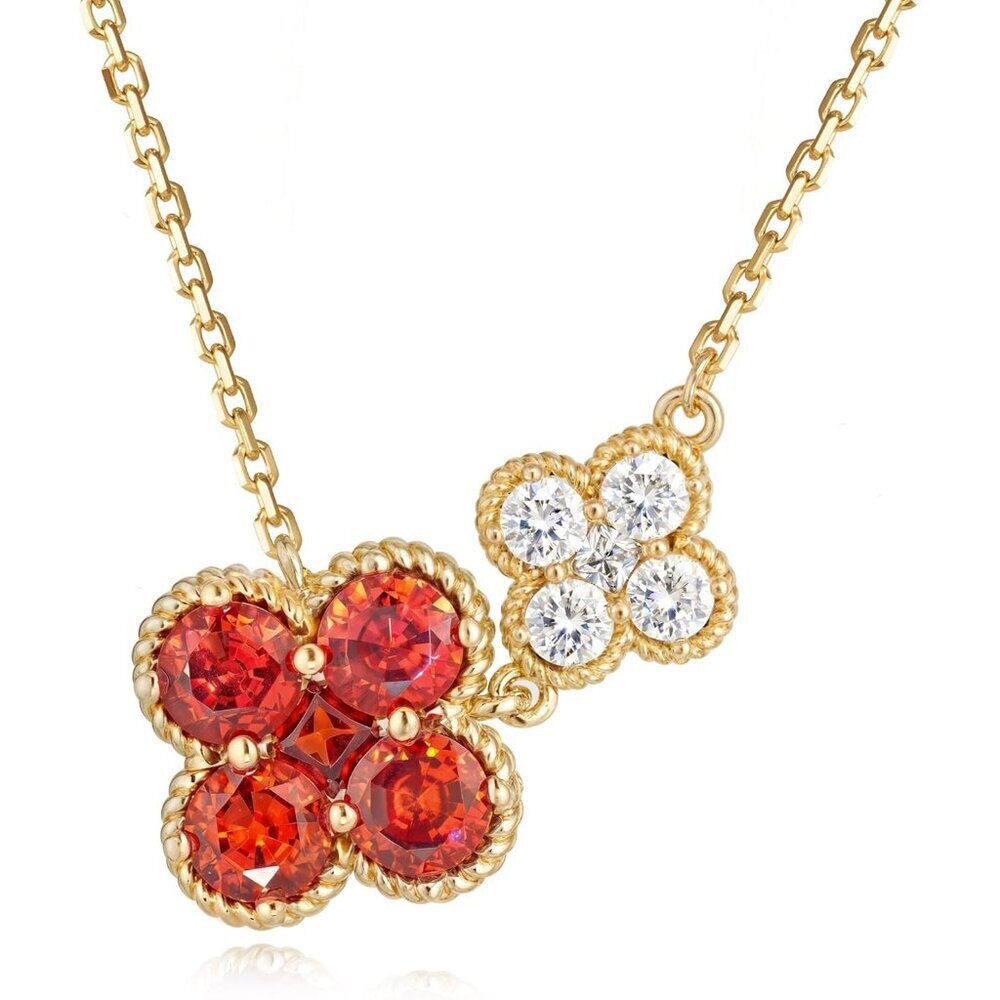 Gold Necklace for Women Birthstone Clover Pendant Dainty 14K Gold Plated